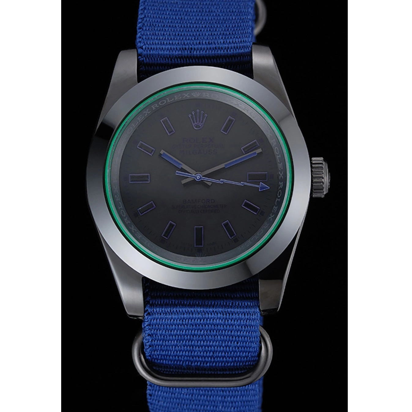 Aaa replica Nylon Milgauss Blue Strap Bamford Rolex 622005 0721